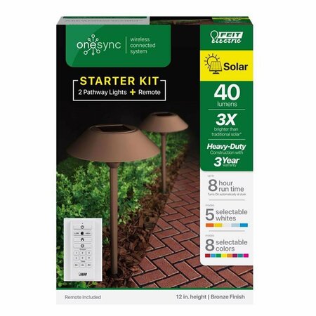 HAPPYLIGHT 40 watt LED OneSync Bronze Solar Powered Pathway Light, 2PK HA3309440